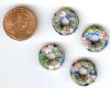 4 16x5mm Blue Cloisonné Donuts